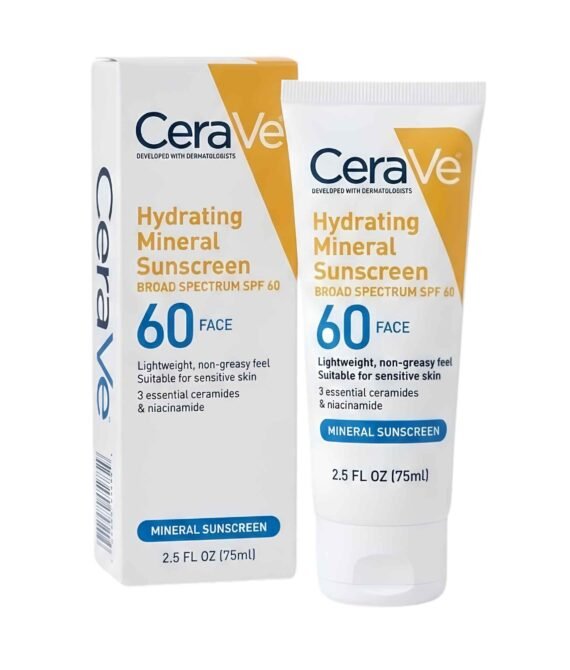 CeraVe Hydrating Mineral Sunscreen SPF 60 Face – 2.5 oz