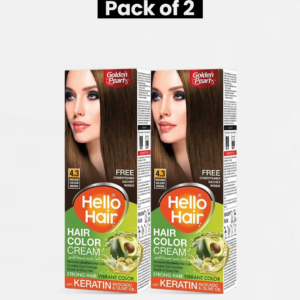 Pack of 2 Hello Hair – Hair Color Medium Golden Brown 4.3