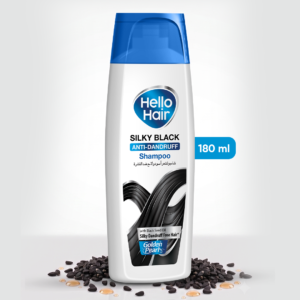 Hello Hair Silky Black Anti-Dandruff Shampoo with Black Seed Oil – For Silky, Shiny & Flake-Free Hair