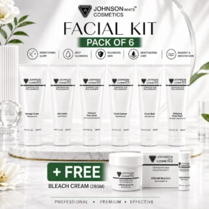 Johnson White Cosmetics Complete Facial Kit – Pack of 6 + Free Bleach Cream